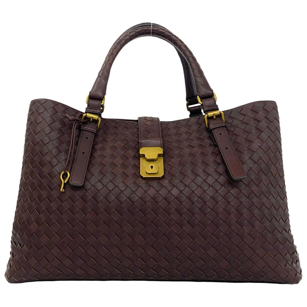 BOTTEGA VENETA Intrecciato Leather Handbag Boston Bag Brown 23189